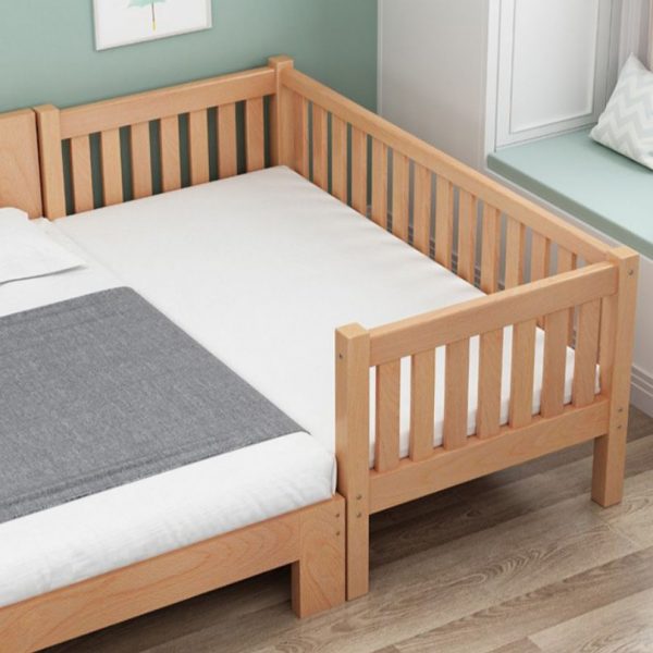 "Modern Beech Wood Platform Sand Gender Neutral Surrounding Guardrail Standard Children Bed with Coir"