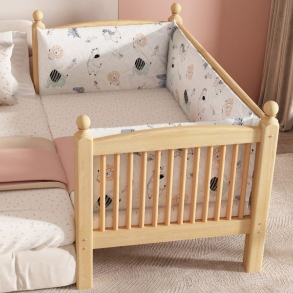 "Modern Simple Style Lumber Standard Children Bed, Light Wood Tone with Coir Mattress and Guardrail, Gender Neutral"
