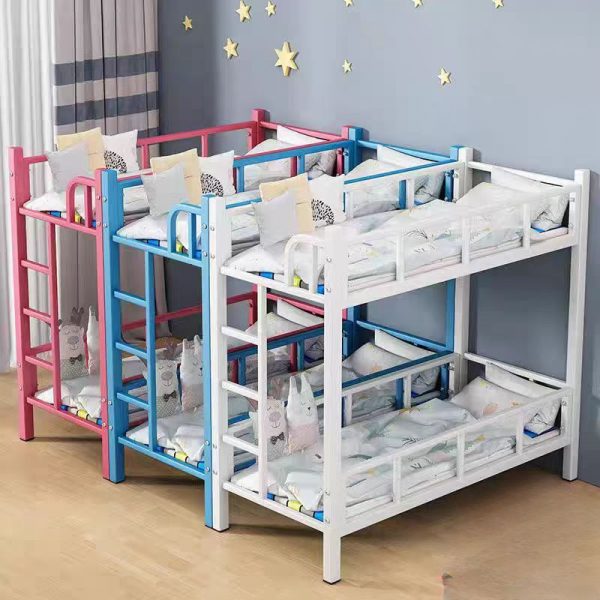 "Minimalist Metal Bunk Children's Bed for Gender Neutral Style"