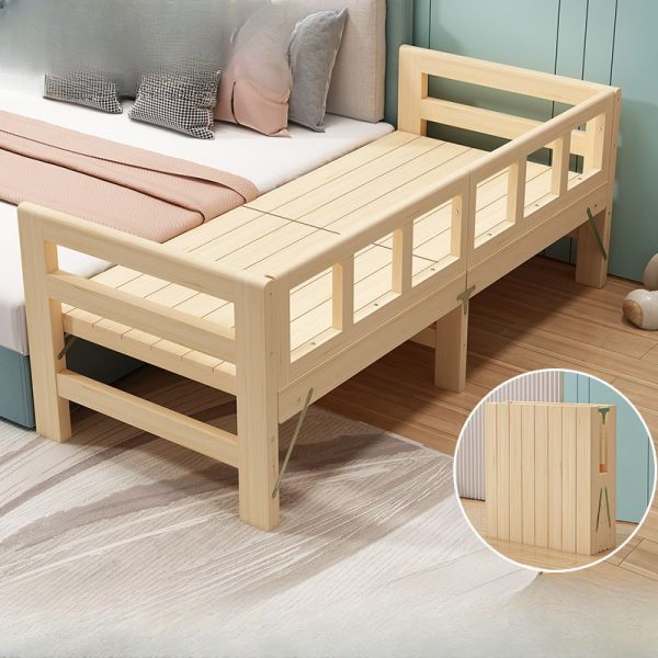 "Wood Grain Contemporary Lumber Panel Standard Kids Bed with Detachable Guardrails for Gender Neutral Use"