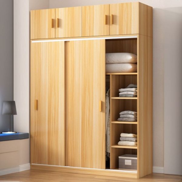 "Functional Kids Wardrobe with Lumber Material, Shelf, Clothing Rod, and Door"