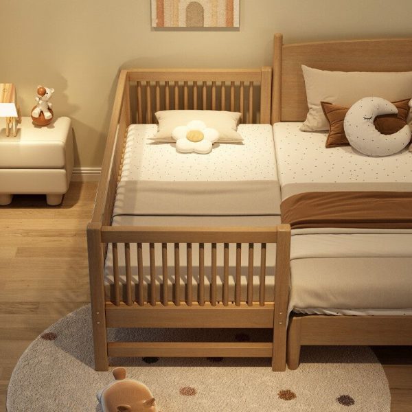 "Modish Wood Standard Children Bed with Coir Mattress for Gender Neutral, Includes Guardrail"