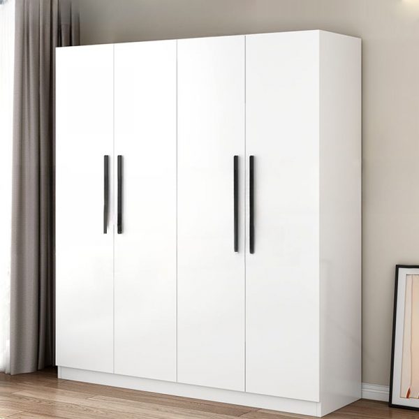 "Chalk Lumber Kids Wardrobe with Shelf, Compartment Drawer, Clothing Rod, and Door"