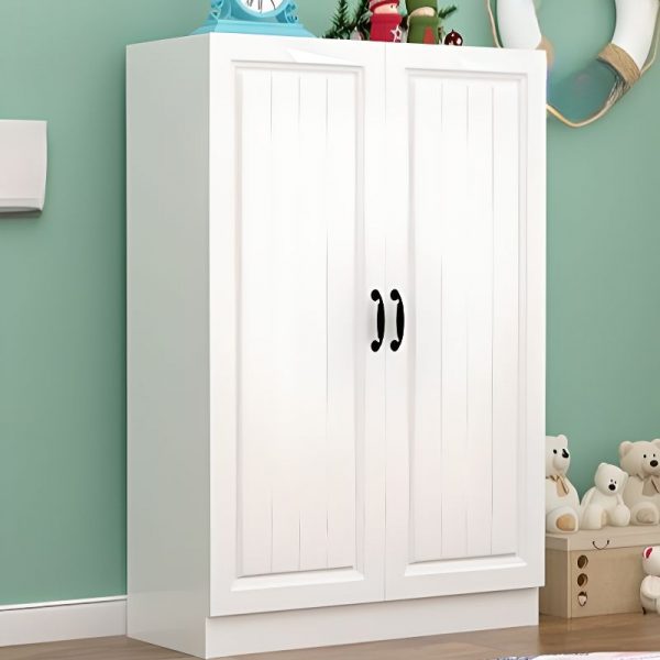 "Chalk Lumber Kids Wardrobe with Clothing Rod and Door"