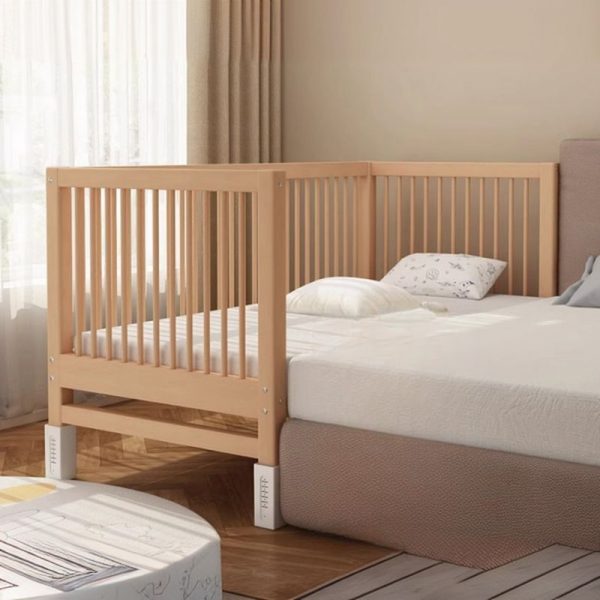 "Contemporary Wood Grain Timber Standard Kids Bed for Gender Neutral with Guardrail"