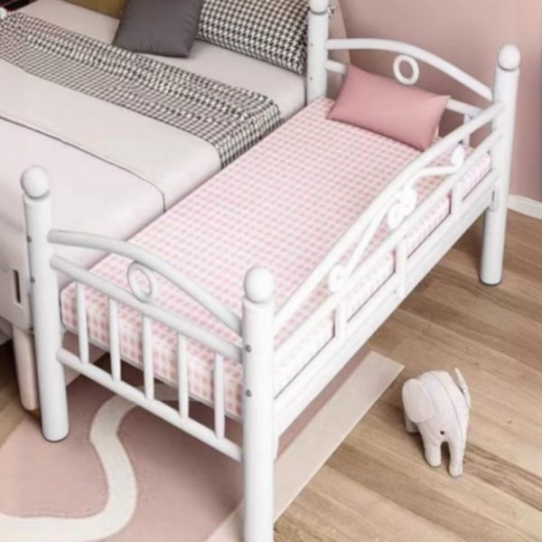 "Sleek White Simplistic Alloy Children Daybed with Detachable Guardrails for Gender Neutral Comfort"