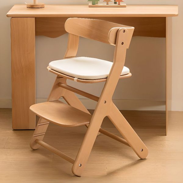 "Adjustable Height Kids Chair in Beech with Upholstered Chair(s) and Removable Cushions"