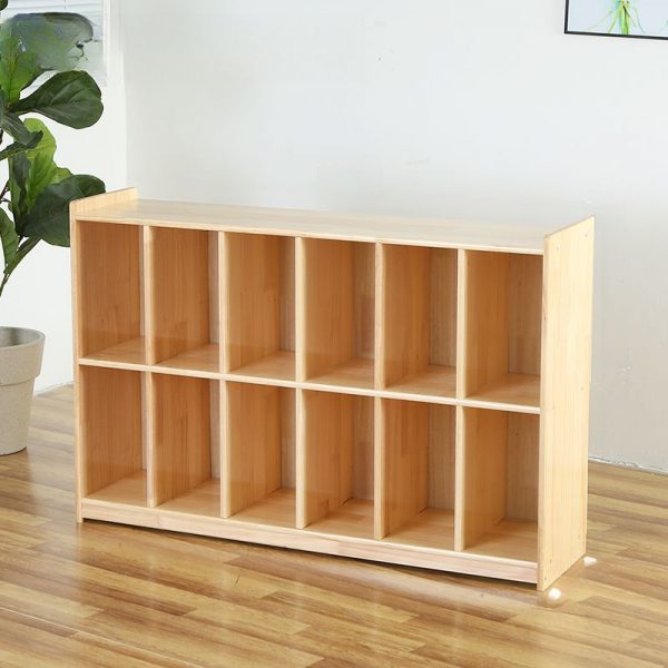 "Natural Finish Simplistic Standard Children's Bookshelf with 3/5 Shelves, Horizontal/Vertical Orientation, Wood Material, Scratch-repellent, Standalone"