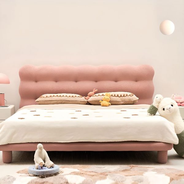 "Modern Gender Neutral Standard Children Bed with Upholstered Headboard"